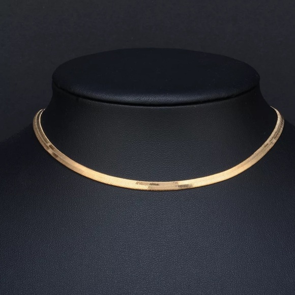 New 18k Gold Flat Blade Snake Link Chain Necklace - Picture 5 of 6